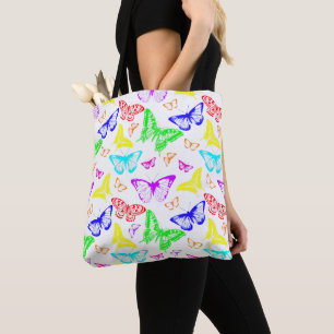 Tote Bag Papillons de couleur arc-en-ciel volants