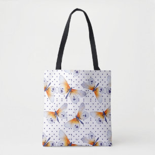 Tote Bag Papillons Et Point Polka