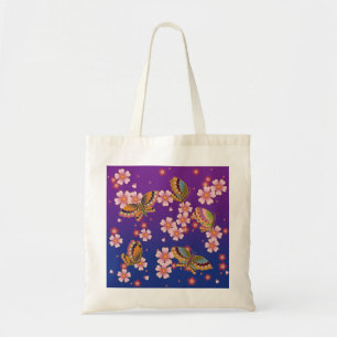 Tote Bag Papillons Japonais Au Milieu Du Sakura Fleurit Vio