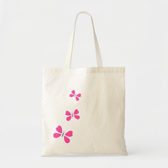Tote Bag Papillons roses volants (Devant)