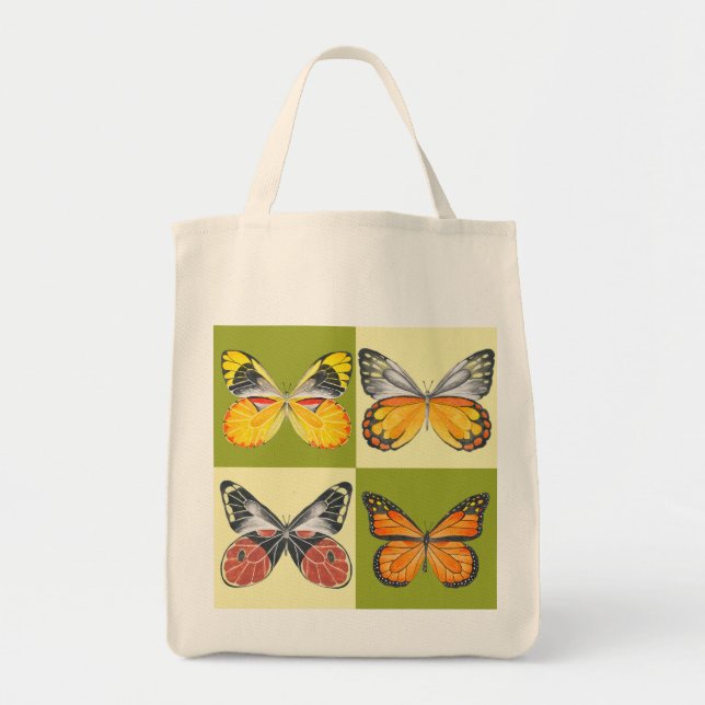 Tote Bag Papillons sur une Fourre-tout d'épicerie (Devant)