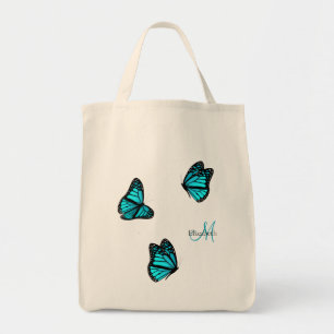 Tote Bag papillons turquoise flottant sur une brise