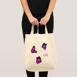 Tote Bag papillons violets roses clignotant sur une brise