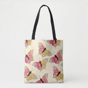 Tote Bag Papillons volants : motif en ivoire sans soudure