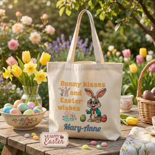 Tote Bag Pâques Bisous de Lapin Personnalisés