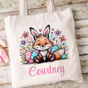 Tote Bag Pâques Enfants Nom Filles Lapin Fox