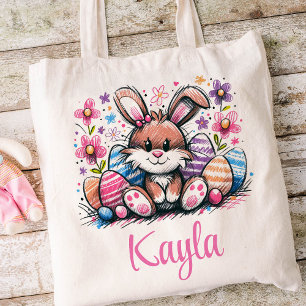 Tote Bag Pâques Enfants Nom Filles Lapin Lapin Lapin