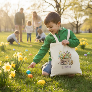 Tote Bag Pâques Personnalisés avec de Mignons Lapins