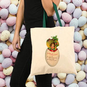 Tote Bag Pâques victorien, fille vintage avec bonnet dans u