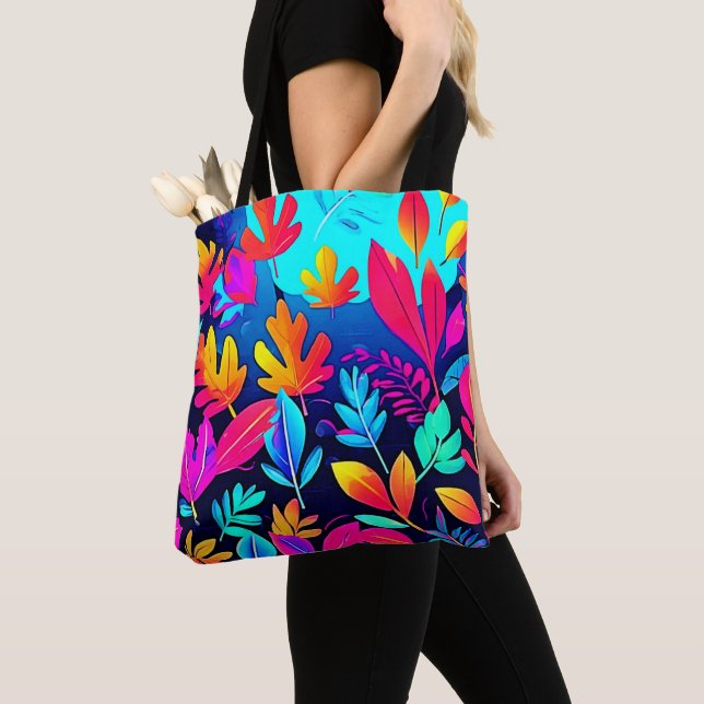 Tote Bag Paradis de Feuille Néon Art (De près)