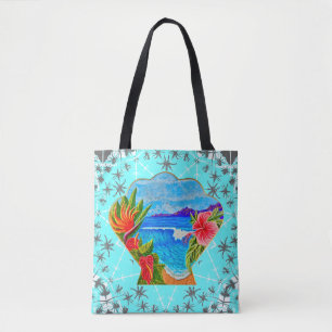 Tote Bag Paradis hawaïen (bleu)
