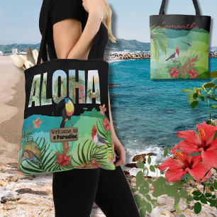 Tote Bag Paradis Tropical Aloha Personnalisé Double Face