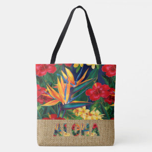 Tote Bag Paradis tropical Floral Hawaï Faux Appliqué