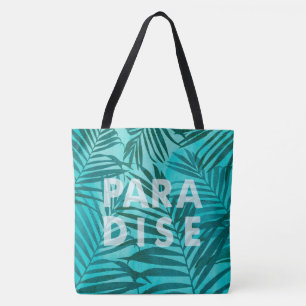 Tote Bag Paradise Palms hawaïens Tropical en Turquoise