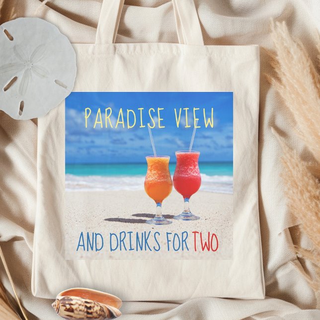 Tote Bag Paradise View Boissons pour Deux Plages Dit (Créateur téléchargé)