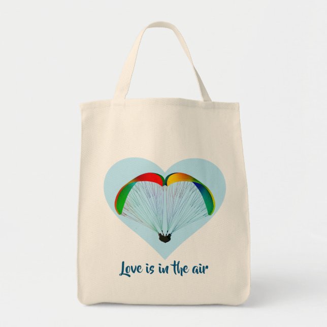 Tote Bag Paragliders Aiment le coeur avec votre texte perso (Devant)