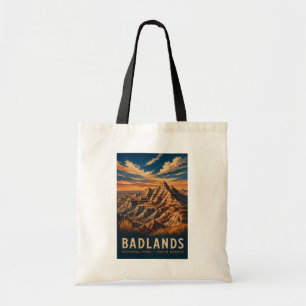 Tote Bag Parc national de Badlands South Dakota Gravure sur