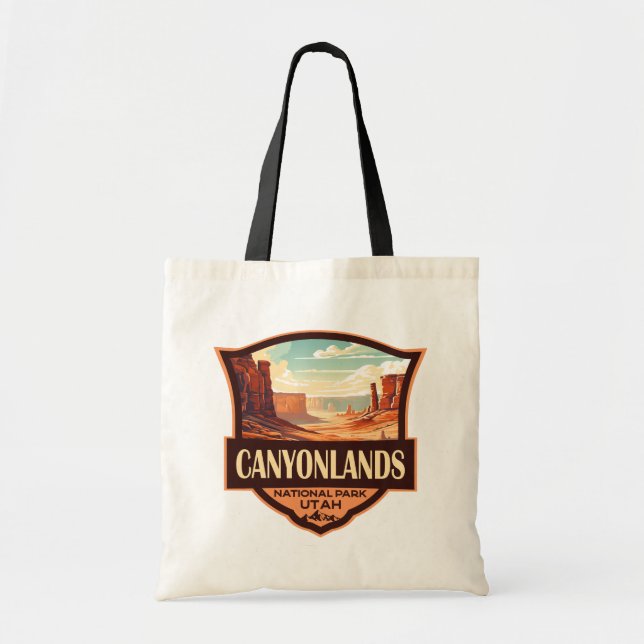 Tote Bag Parc national des Canyons Illustration Rétro (Devant)
