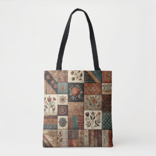 Tote Bag Parcelle en terre cuite unique & Patchwork Rustiqu