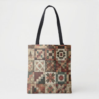 Tote Bag Parcelle en terre cuite unique & Patchwork Rustiqu