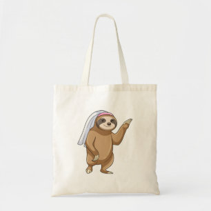 Tote Bag Paresseux en mariée avec voile