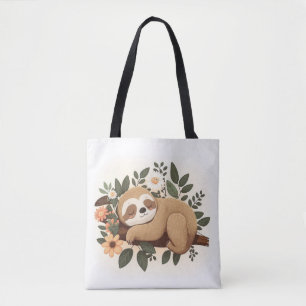 Tote Bag Paresseux paresseux dormant sur une branche dessin