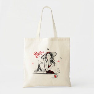 Tote Bag Paris & Café, rouge