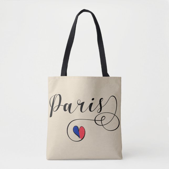 Tote Bag Paris Heart Grocery Bag, France (Devant)