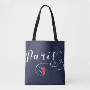 Tote Bag Paris Heart Grocery Bag, France