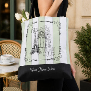 Tote Bag Paris romantique France personnalisé vert