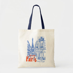 Tote Bag Paris Street Sketch Art