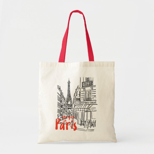 Tote Bag Paris Street Sketch Art (Devant)