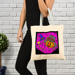 Tote Bag Parti d'Halloween Jack OLantern et Bugle Purple