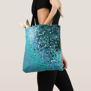 Tote Bag Parties scintillant Aqua Blue OCEAN #1 #shiny