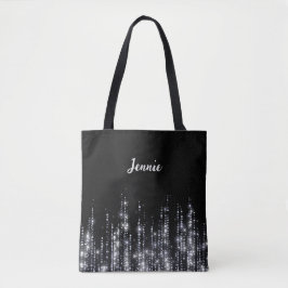 Tote Bag Parties scintillant argent Monogramme cadeau perso