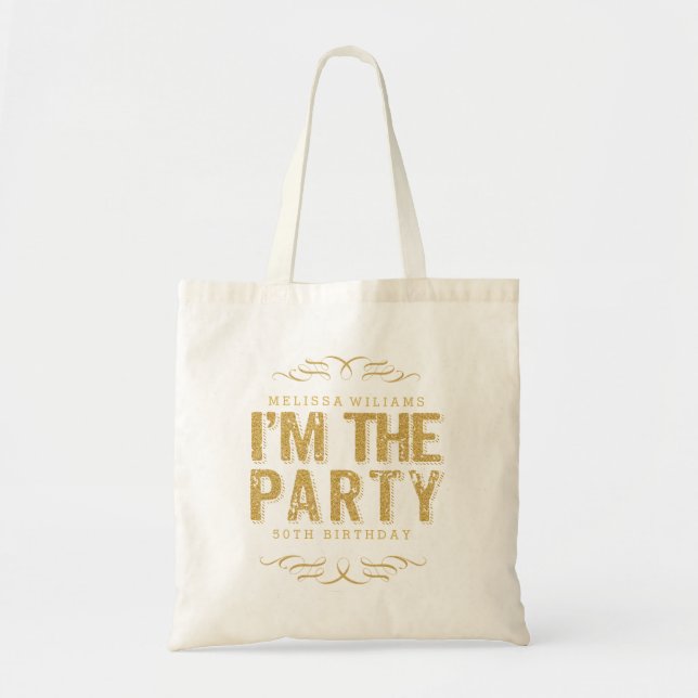 Tote Bag Parties scintillant Black & Gold-Je suis le Parti  (Devant)