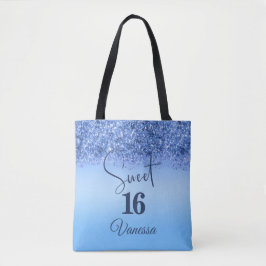 Tote Bag Parties scintillant bleu marine Douce 16 Anniversa