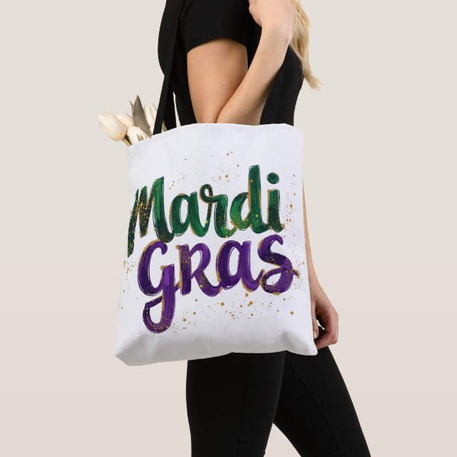 Tote Bag Parties scintillant Brushstroke Mardi Gras (De près)