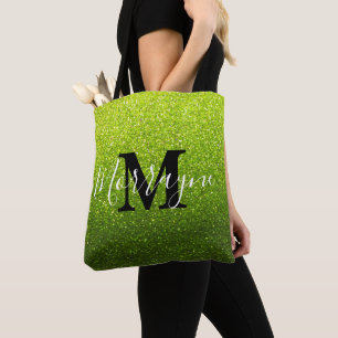 Tote Bag Parties scintillant Chartreuse Monogramme métalliq