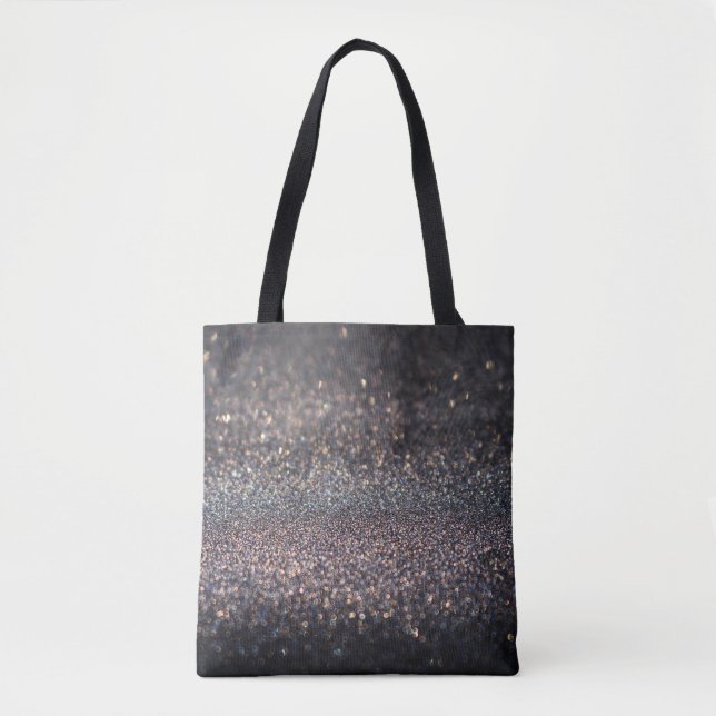 Tote Bag Parties scintillant d'argent : Noir Bokeh Noël (Devant)