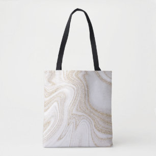 Tote Bag Parties scintillant d'or en marbre blanc moderne e