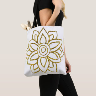 Tote Bag Parties scintillant d'or Poinsettia Fleur à deux c