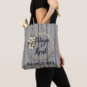 Tote Bag Parties scintillant florale de Mariage rustique Fo