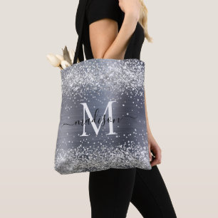 Tote Bag Parties scintillant gris argent brossé Monogramme 