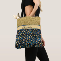 Parties scintillant moderne Blue Gold Leopard Pers