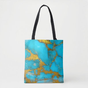 Tote Bag Parties scintillant OR en marbre turquoise - AJOUT