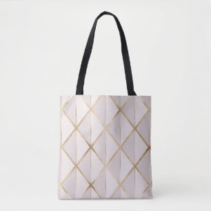 Tote Bag Parties scintillant or, motif rhombus géométrique.