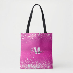 Tote Bag Parties scintillant rose chaud Bokeh Monogramme