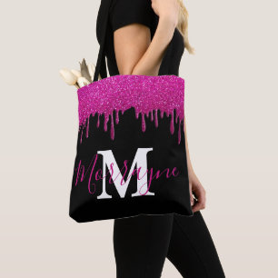 Tote Bag Parties scintillant rose chaud Éclats Monogramme m