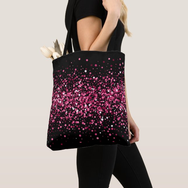Tote Bag parties scintillant rose chic et chic confetti (De près)